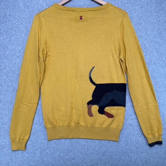 Joules Knitwear Miranda Sweater Mustard Yellow Dachshund Embroidered Womens 6 - Picture 3 of 10